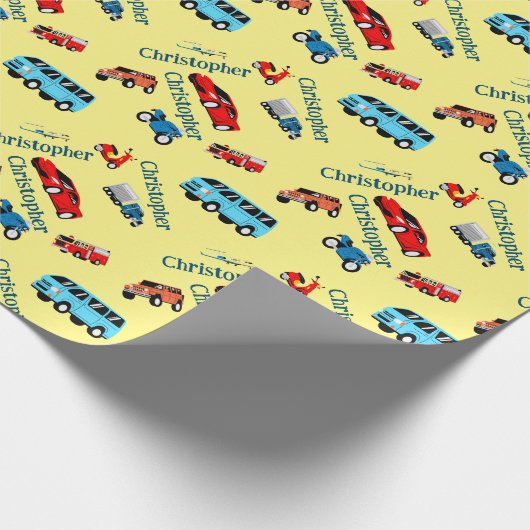 Auto Voertuigen Collage Fun Race Cadeaupapier (Hoek)