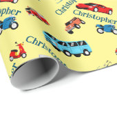 Auto Voertuigen Collage Fun Race Cadeaupapier (Rol Hoek)