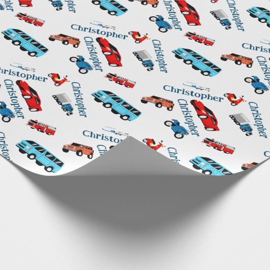 Auto Voertuigen Collage Fun Race Cadeaupapier (Hoek)