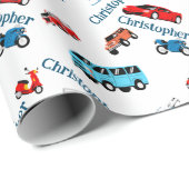 Auto Voertuigen Collage Fun Race Cadeaupapier (Rol Hoek)