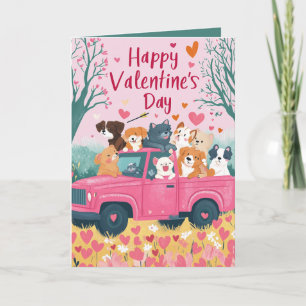 Auto vol met honden en liefde Valentijnse kaart