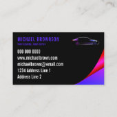 Auto voor paarse driekleurenauto met metalen bus visitekaartje (Achterkant)