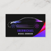 Auto voor paarse driekleurenauto met metalen bus visitekaartje (Voorkant)