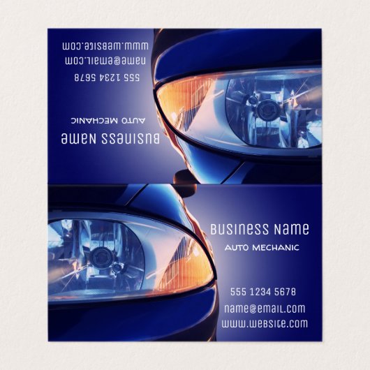 Auto voorkant uitzicht visitekaartje (Buitenkant ongevouwen)