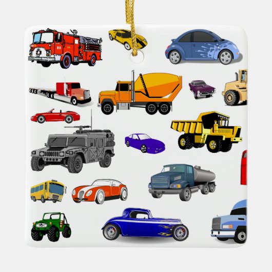 auto vrachtwagen bulldozer bus auto auto auto auto keramisch ornament (Voorkant)