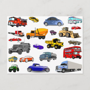Auto Vrachtwagen Vrachtwagen Bulldozer Bus Race Au Briefkaart