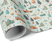 Auto Vrachtwagens Kerstbomen Sterren Groene Kerstm Cadeaupapier (Rol Hoek)