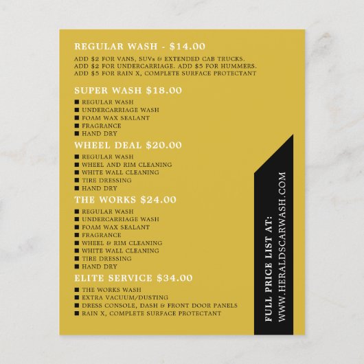 Auto was, auto was, reinigingsservice Adverteren Flyer (Achterkant)