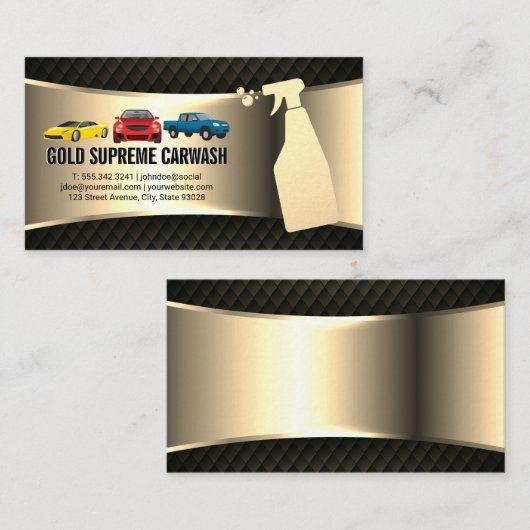 Auto Was Be Cleaning Service Goud Metaalachtig Visitekaartje (Voorkant / Achterkant)