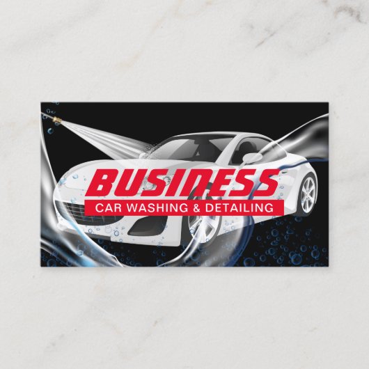 Auto was en auto met details, zwarte auto visitekaartje (Voorkant)