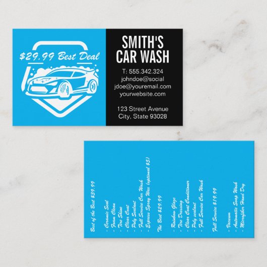 Auto was | Reinigingsdienst Zakelijke auto Visitekaartje (Voorkant / Achterkant)