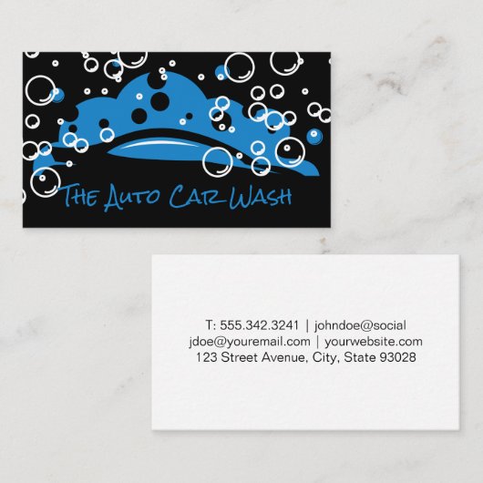 Auto was | Zeepbellen | Autoreiniging Visitekaartje (Voorkant / Achterkant)