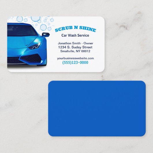 Auto Wash Auto Detail Service Visitekaartje (Voorkant / Achterkant)