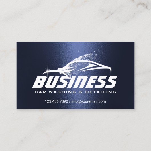 Auto Wash Auto Detailing Modern Navy Blue Loyalty Visitekaartje (Voorkant)