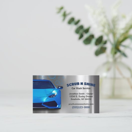 Auto Wash Detail Service Visitekaartje (Staand voorkant)