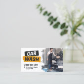 Auto Wash Detailing Automotive Waxing Wit Geel Visitekaartje (Staand voorkant)