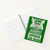 Auto-wasprogramma's van 1950, wasgoed en druk notitieboek (Binnen)