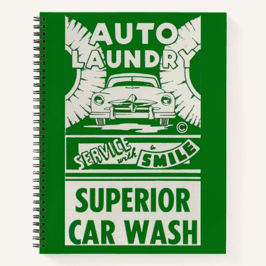 Auto-wasprogramma's van 1950, wasgoed en druk notitieboek (Voorkant)