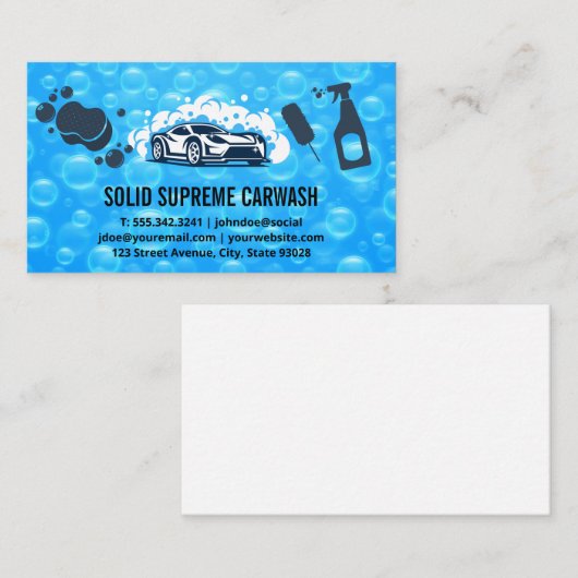 Auto-wasreiniging | Zeepbellen Visitekaartje (Voorkant / Achterkant)