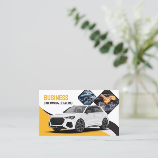 Auto Wassen Auto Detailing Schoonmaken Automotive  Visitekaartje (Staand voorkant)