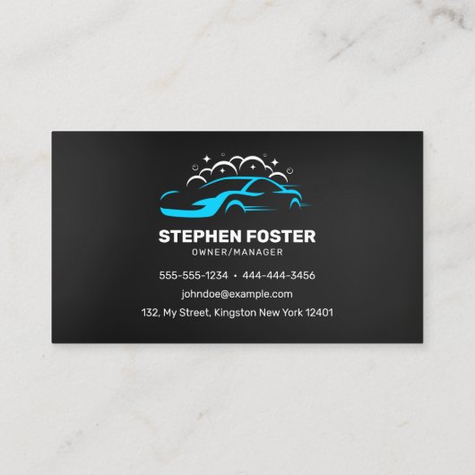 Auto Wassen & Auto detaillering Water Drop Zwart B Visitekaartje (Achterkant)