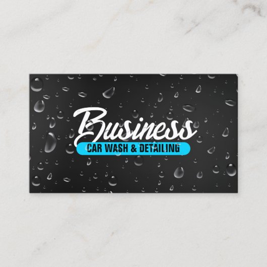 Auto Wassen & Auto detaillering Water Drop Zwart B Visitekaartje (Voorkant)