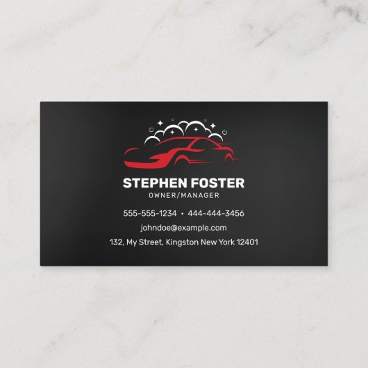 Auto Wassen & Auto detaillering Water Drop Zwart R Visitekaartje (Achterkant)