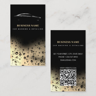 Auto Wassen Automotive Cleaning QR Code Zwart Goud Visitekaartje