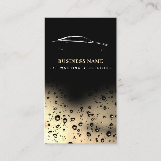 Auto Wassen Automotive Cleaning QR Code Zwart Goud Visitekaartje (Voorkant)