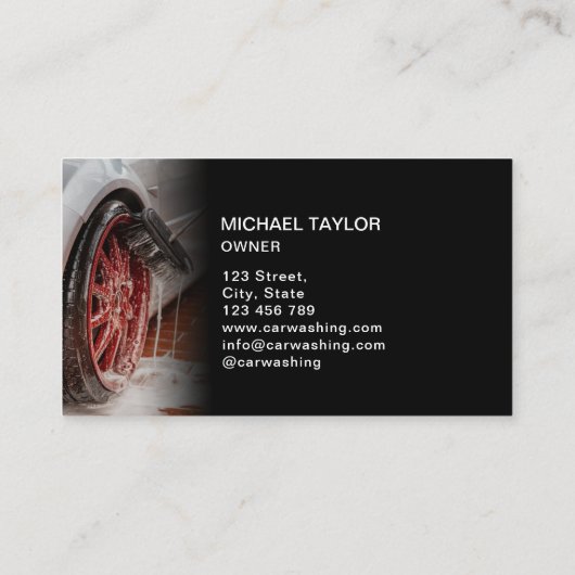 Auto Wassen en Auto Detailing Drie foto's Visitekaartje (Achterkant)