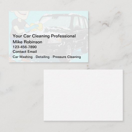 Auto wassen en auto detaillering Visitekaartjes (Voorkant / Achterkant)