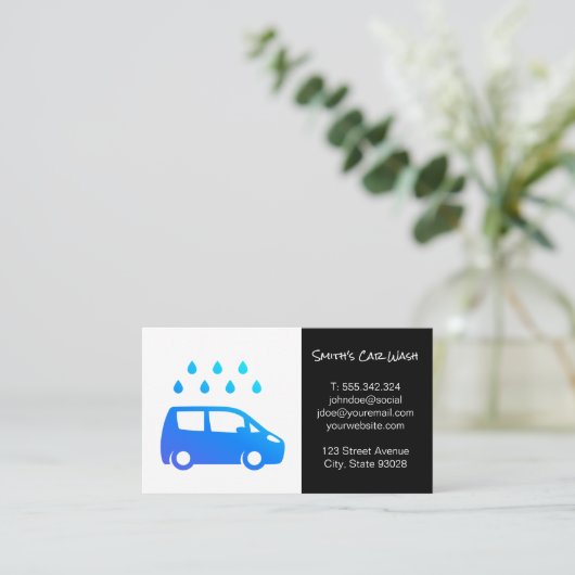 Auto Wassen Logo Visitekaartje (Staand voorkant)