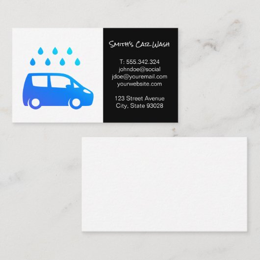 Auto Wassen Logo Visitekaartje (Voorkant / Achterkant)