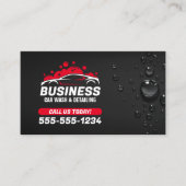 Auto Wassen Mobiel Detailing Water Drop Zwart Rood Visitekaartje (Voorkant)