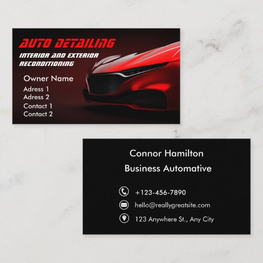 Auto Wassen Professionele Auto Detailing Automobie Visitekaartje (Voorkant / Achterkant)