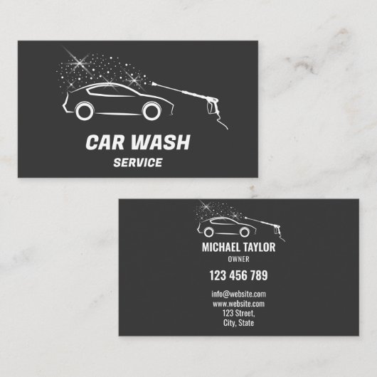 Auto Wassen Service Druk Wassen Auto Detail Visitekaartje (Voorkant / Achterkant)