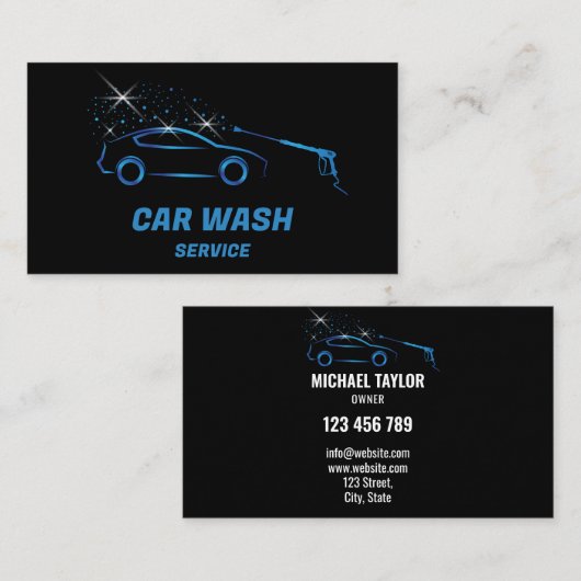 Auto Wassen Service Druk Wassen Auto Detail Visitekaartje (Voorkant / Achterkant)