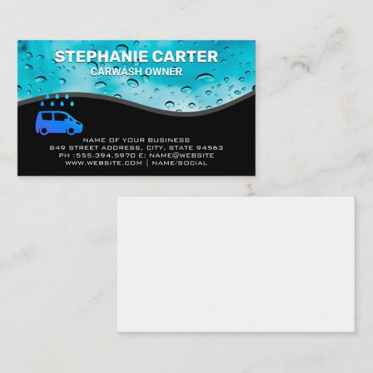 Auto Wassen Water Kralen Visitekaartje (Voorkant / Achterkant)