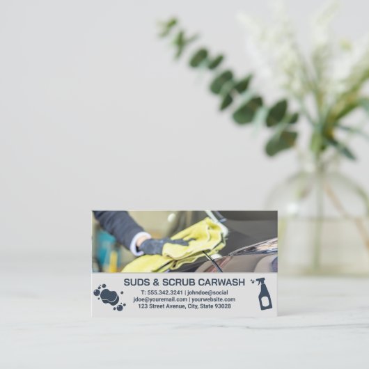 Auto Wassen Werknemer Drogen | Auto Buffing Polish Visitekaartje (Staand voorkant)