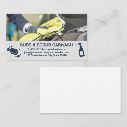 Auto Wassen Werknemer Drogen | Auto Buffing Polish Visitekaartje (Voorkant / Achterkant)
