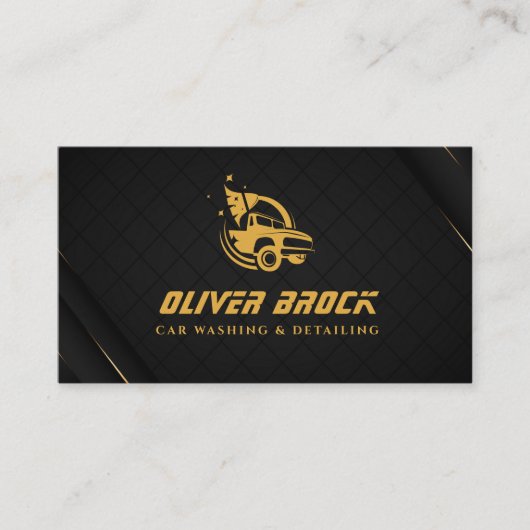 Auto Wassen Zwart & Goud Visitekaartje (Voorkant)