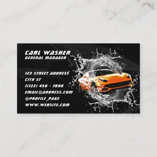 Auto water spat moderne auto visitekaartje (Achterkant)