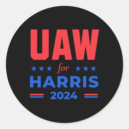 Auto-werknemers voor Harris 2024 UAW Red Strike Ka Ronde Sticker (Voorkant)