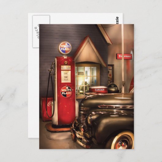 Auto - White Flash Benzoline Briefkaart (Voorkant / Achterkant)