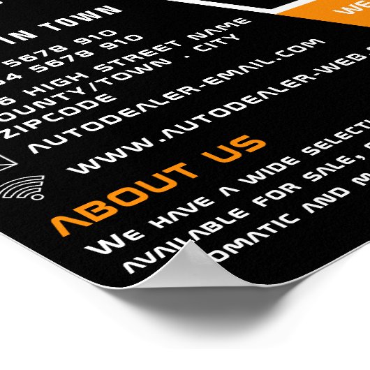 Auto Wiel, Auto Dealership Adverteren Poster (Hoek)