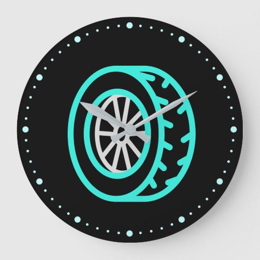 Auto wiel Neon Large Clock Grote Klok (Voorkant)