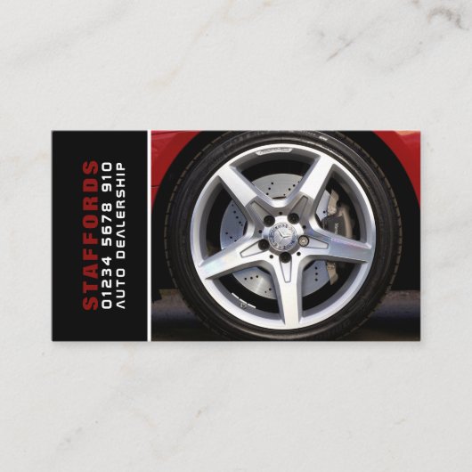 Auto Wiel Ontwerp, Auto Dealer Visitekaartje (Voorkant)