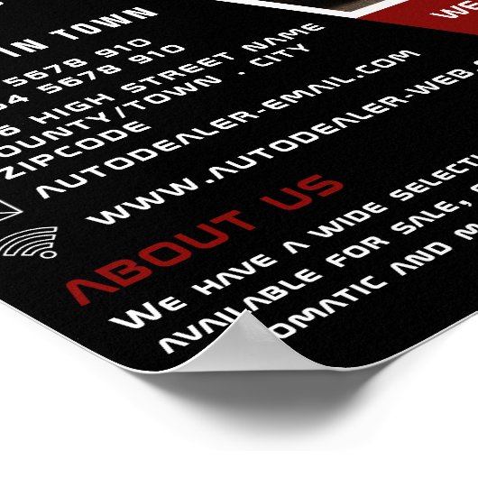 Auto Wiel Ontwerp, Auto Dealership Adverteren Poster (Hoek)