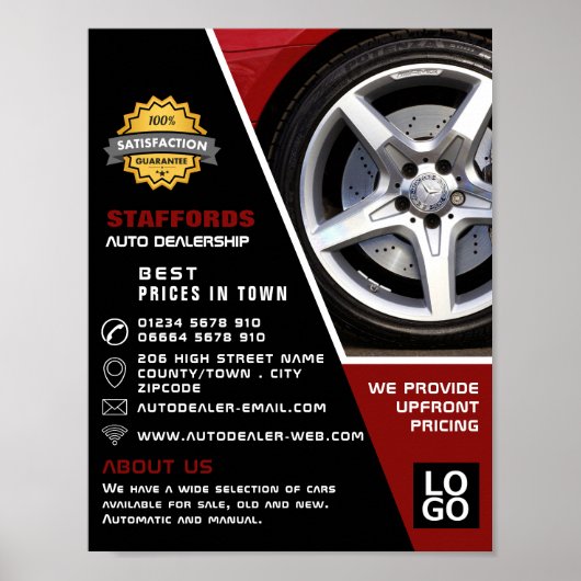 Auto Wiel Ontwerp, Auto Dealership Adverteren Poster (Voorkant)