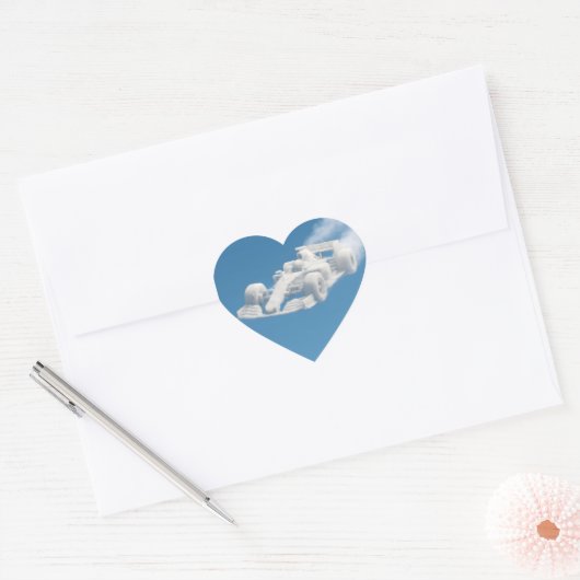 Auto wolk blauw hart sticker (Envelop)